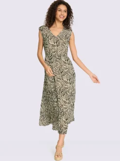 Robe sans manches col V avec motif zèbre moderne