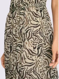 Robe sans manches col V avec motif zèbre moderne