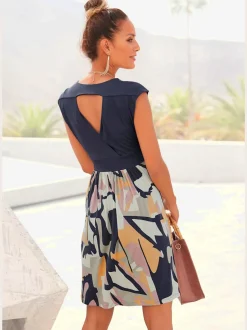 Robe sans manches en jersey à motifs géométriques doux