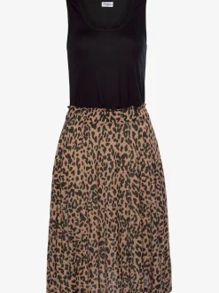 Robe sans manches en viscose avec imprimé animal.