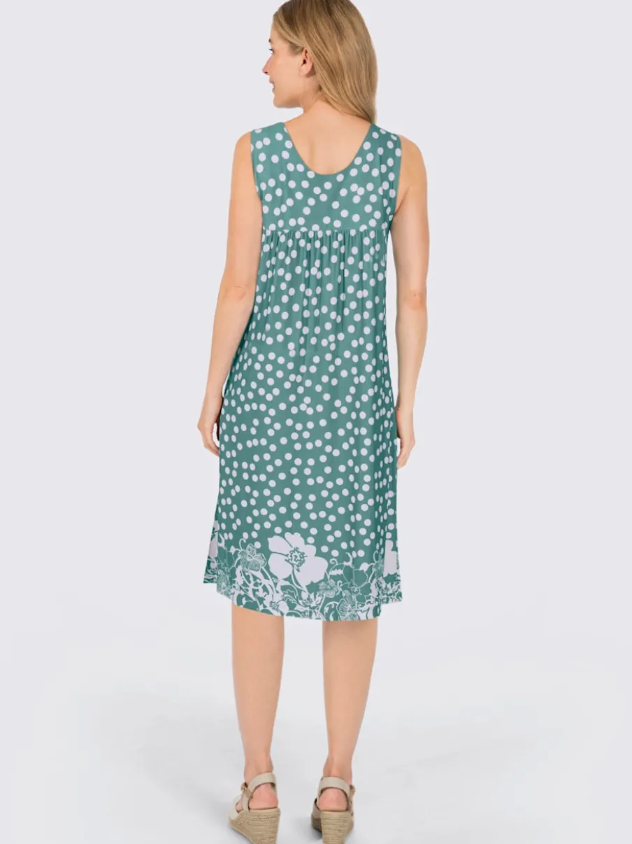 Robe sans manches à pois avec poches arrondies