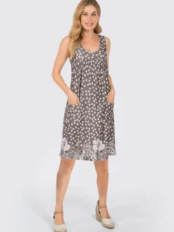 Robe sans manches à pois avec poches arrondies