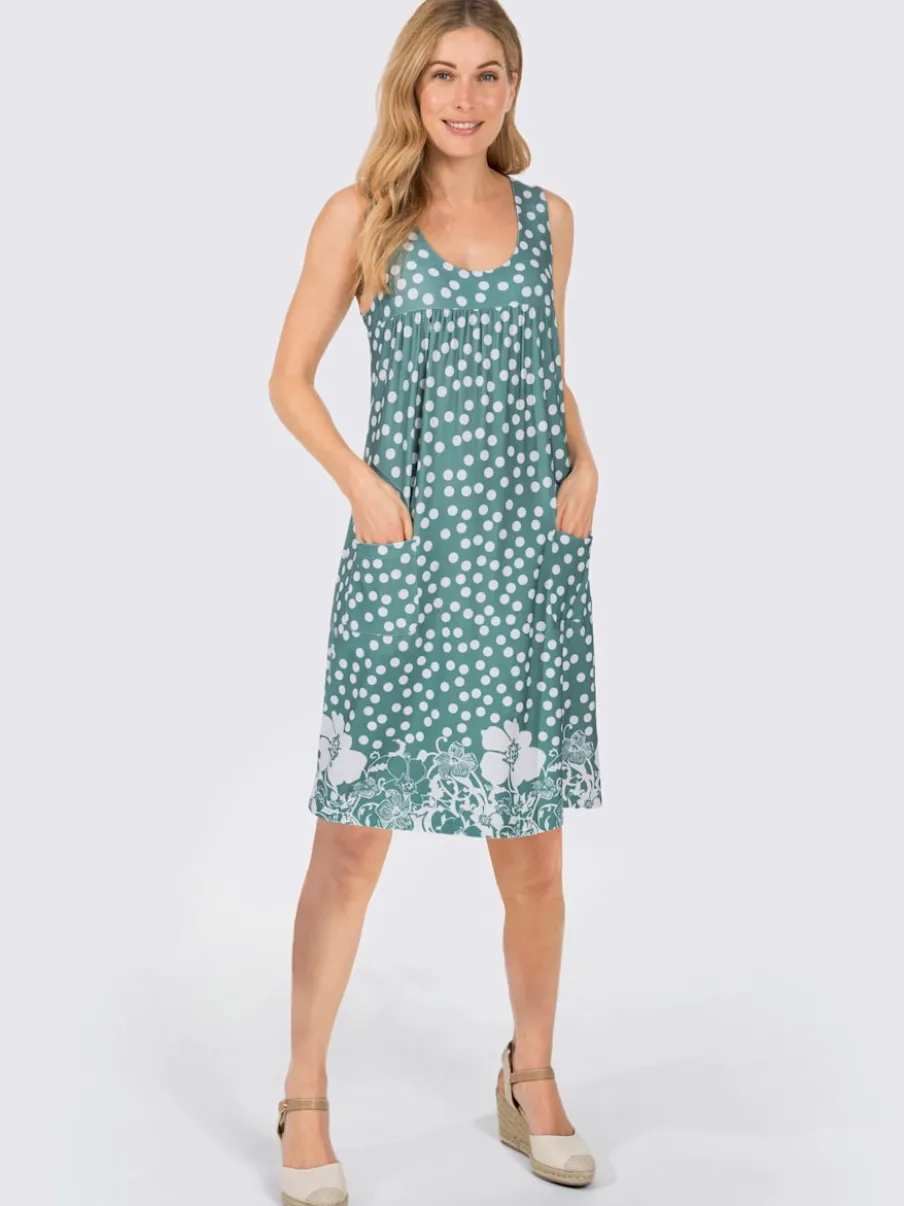 Robe sans manches à pois avec poches arrondies