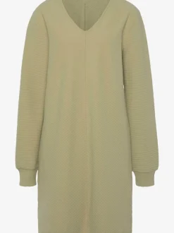 Robe sweat côtelée manches longues avec bords-côtes