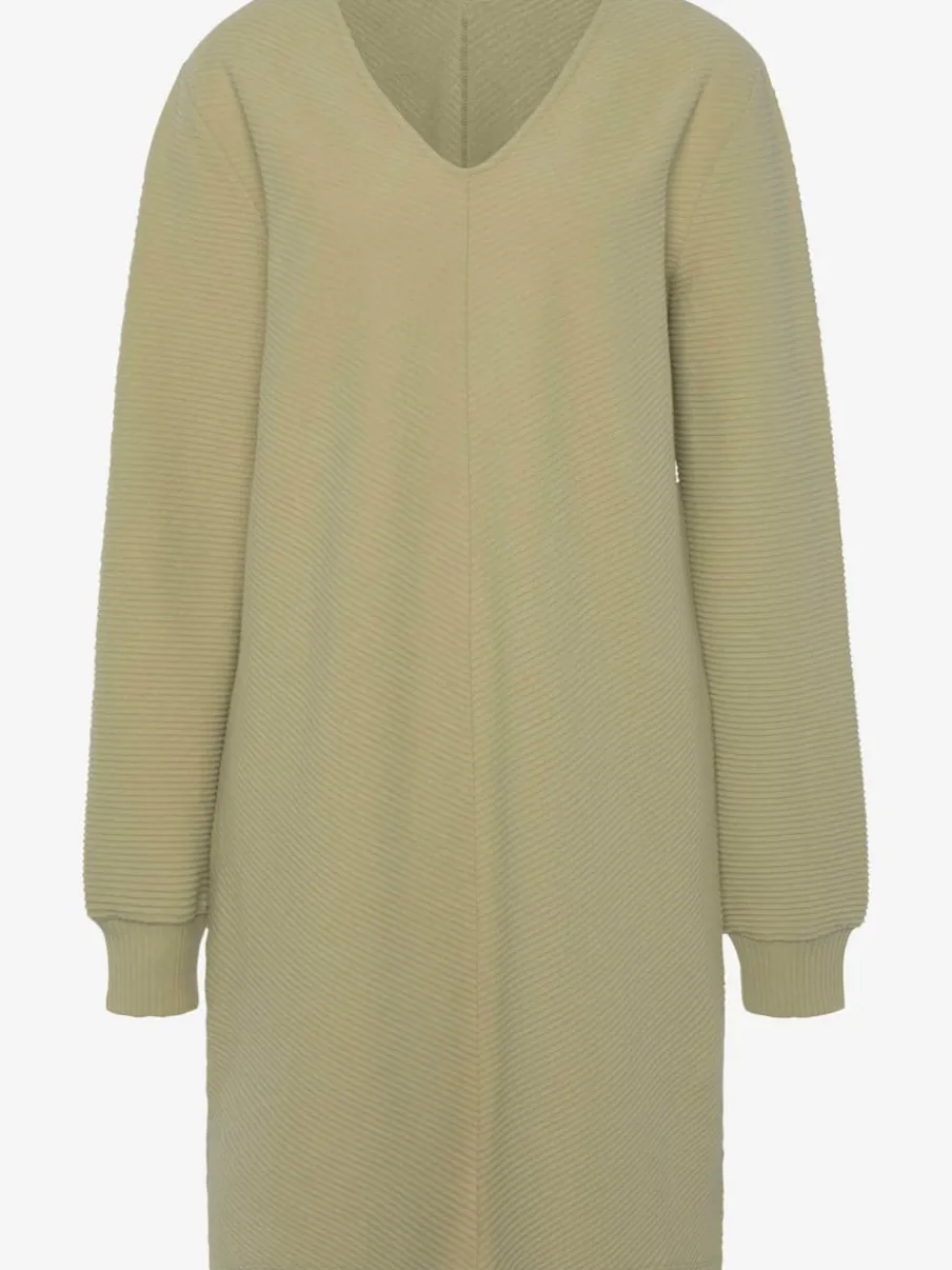 Robe sweat côtelée manches longues avec bords-côtes
