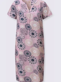 Robe tissée imprimée avec encolure V et manches courtes