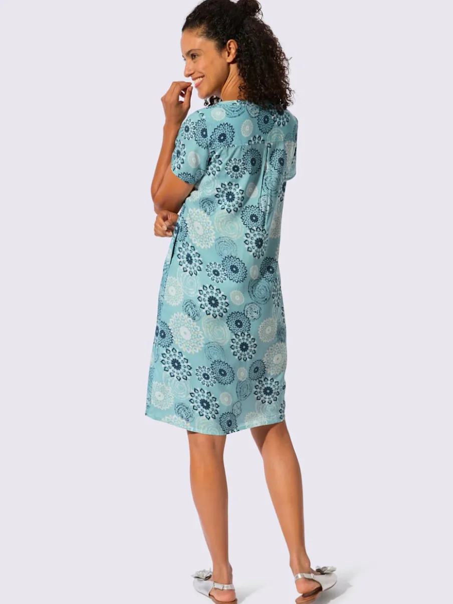 Robe tissée imprimée avec encolure V et manches courtes