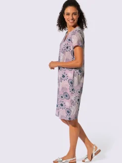Robe tissée imprimée avec encolure V et manches courtes