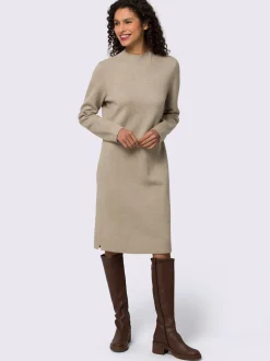 Robe tricot col corolle manches longues détails fluides