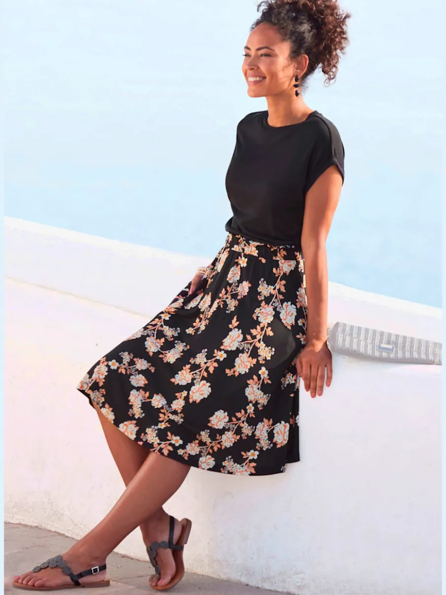 Robe T-shirt avec jupe imprimée à large élastique