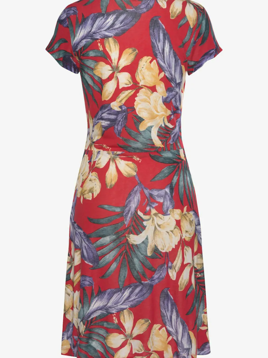 Robe t-shirt cintrée avec col V et manches courtes en viscose