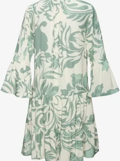 Robe tunique chemisier long à encolure en V avec manches 3/4 et motif floral