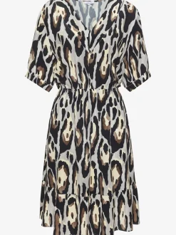 Robe tunique col V profonde avec manches mi-longues et volant