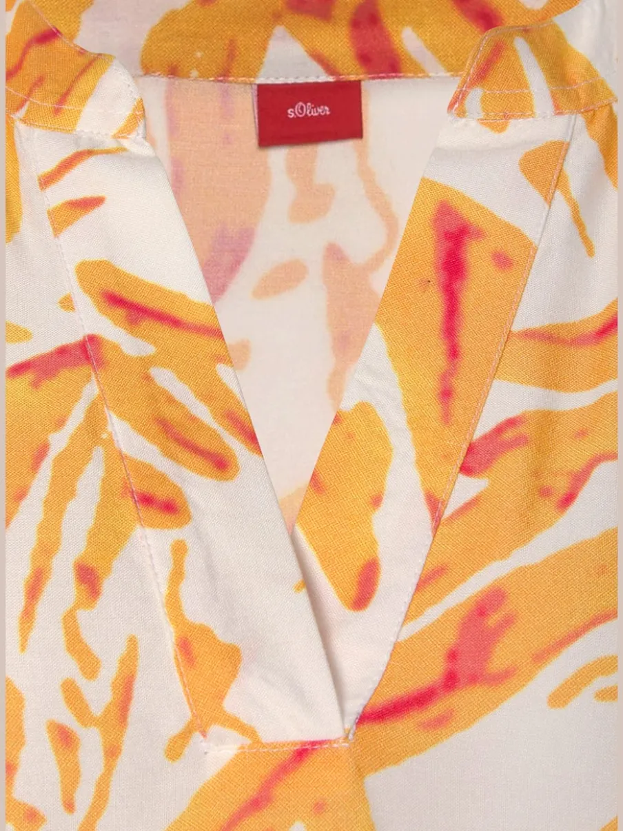 Robe tunique en viscose à manches courtes imprimée