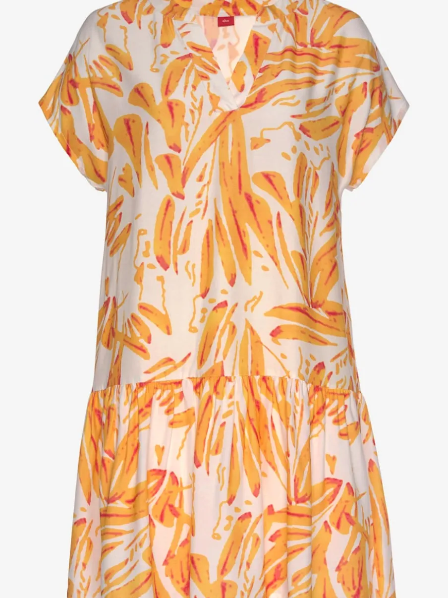 Robe tunique en viscose à manches courtes imprimée
