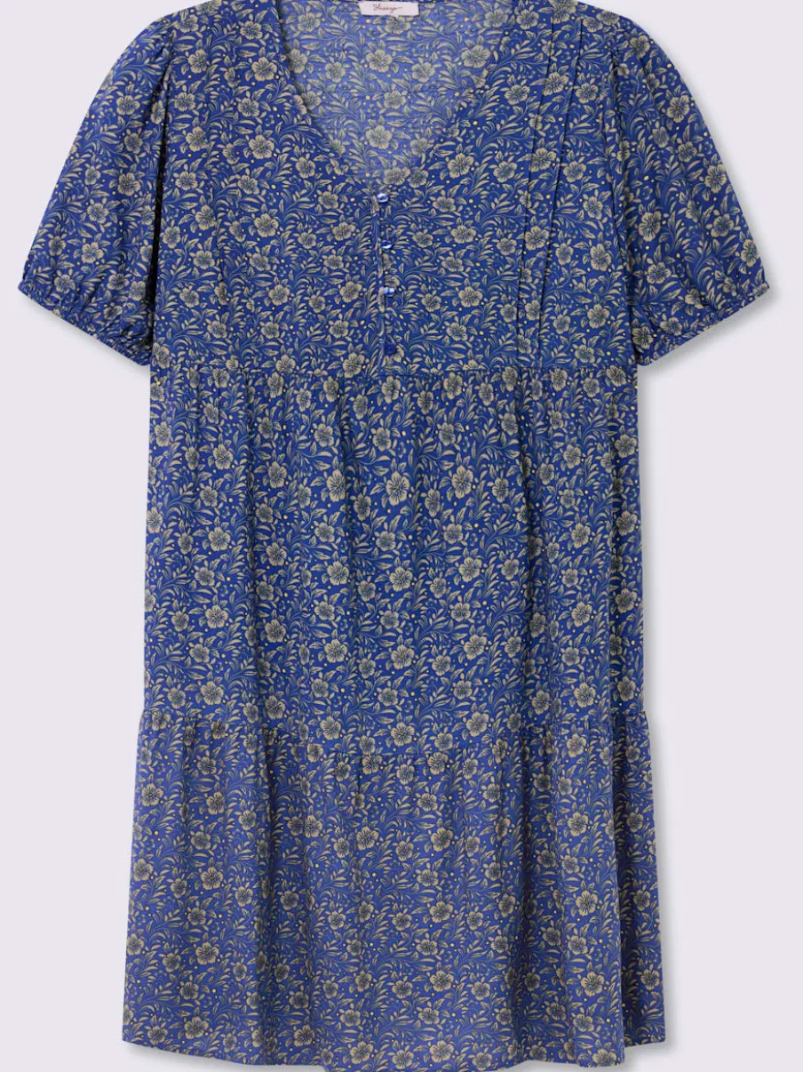 Robe tunique manches ballons à finition élastique