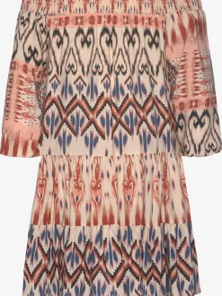 Robe tunique style Carmen avec col élastique et manches 3/4 imprimée