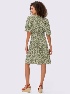 Robe évasée col V avec imprimé floral et lien