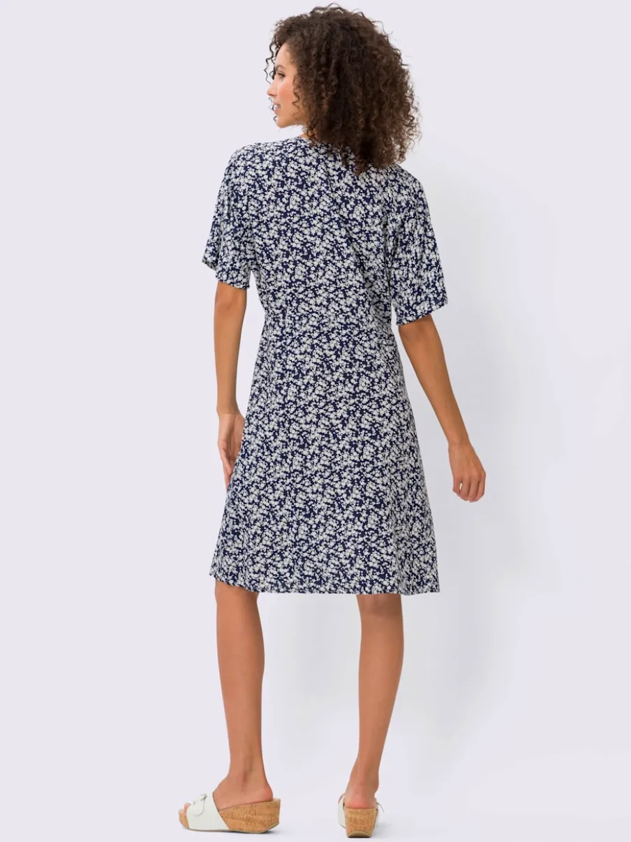Robe évasée col V avec imprimé floral et lien