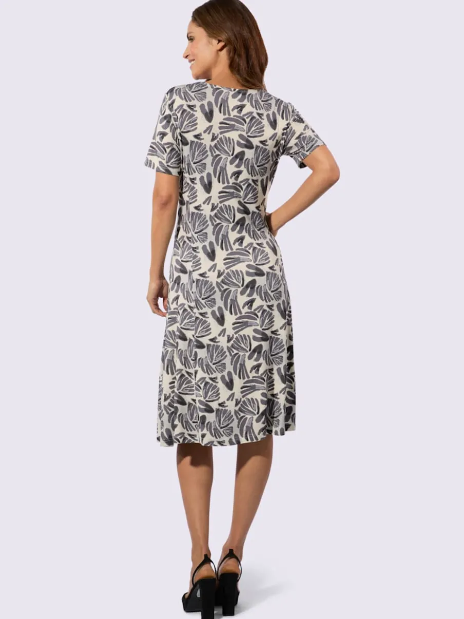 Robe évasée en jersey avec encolure ronde et motifs végétaux