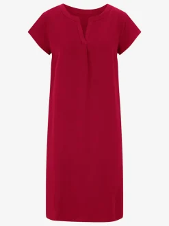 Robe évasée manches courtes col rond en viscose lisse