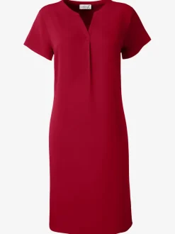 Robe évasée manches courtes col rond en viscose lisse