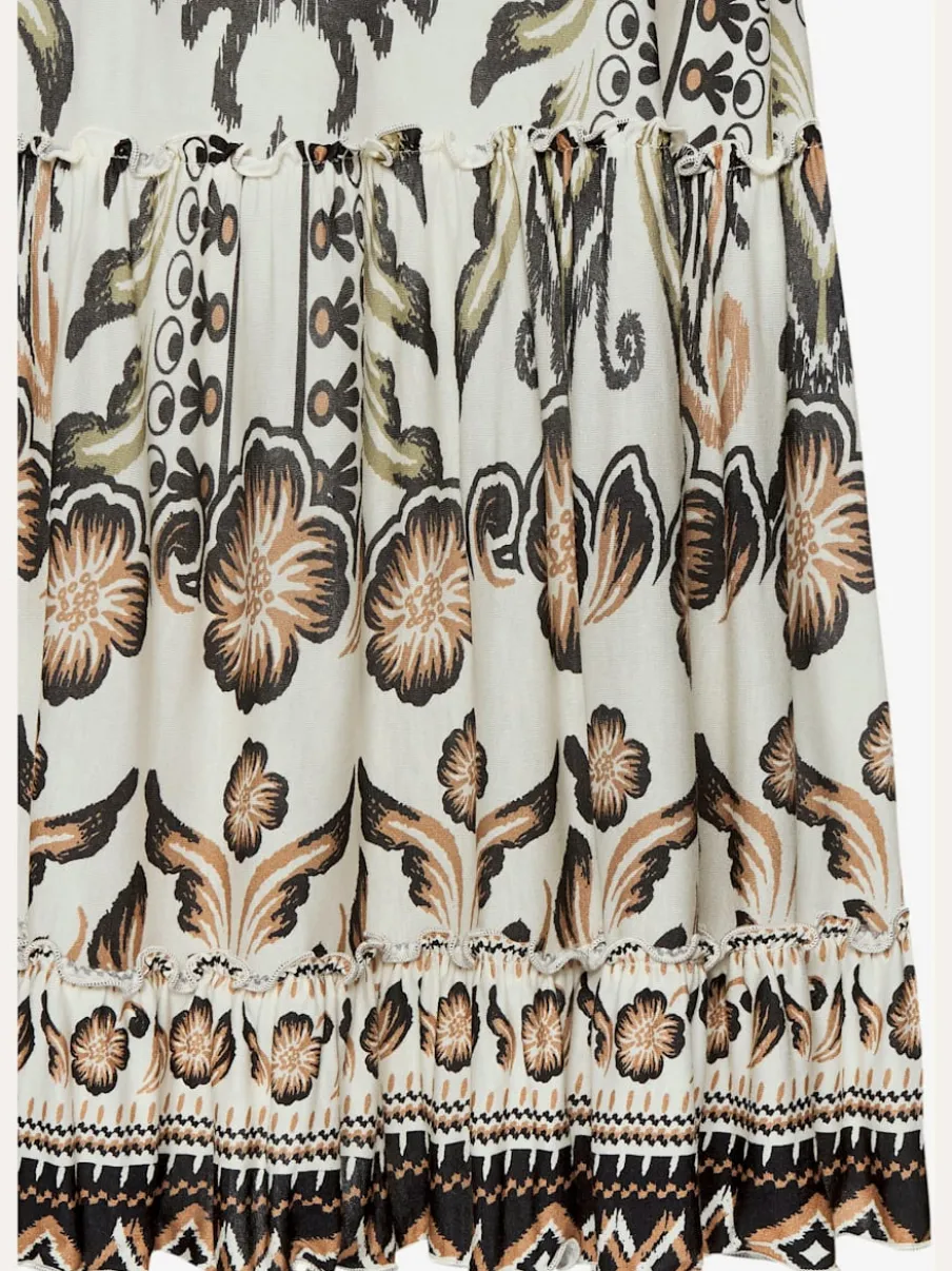 Robe à volants encolure ronde avec imprimé unique
