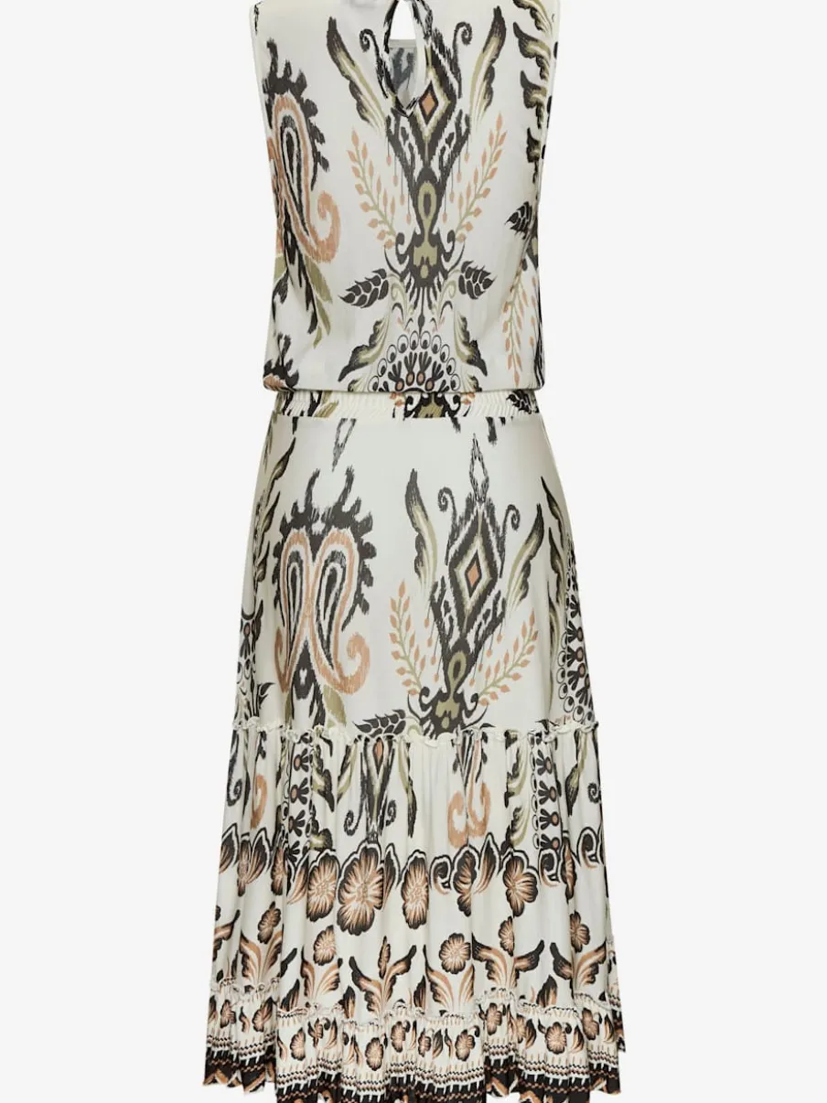 Robe à volants encolure ronde avec imprimé unique