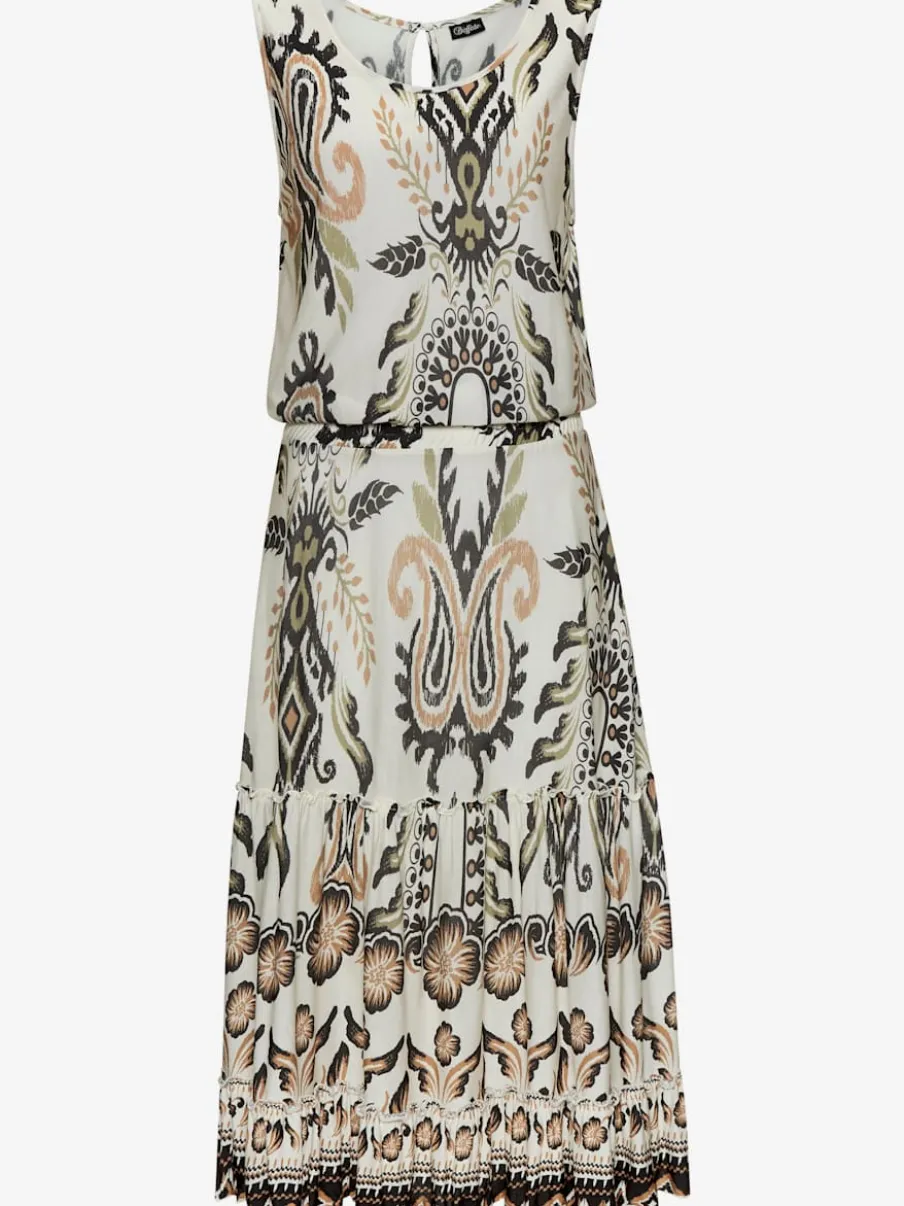 Robe à volants encolure ronde avec imprimé unique