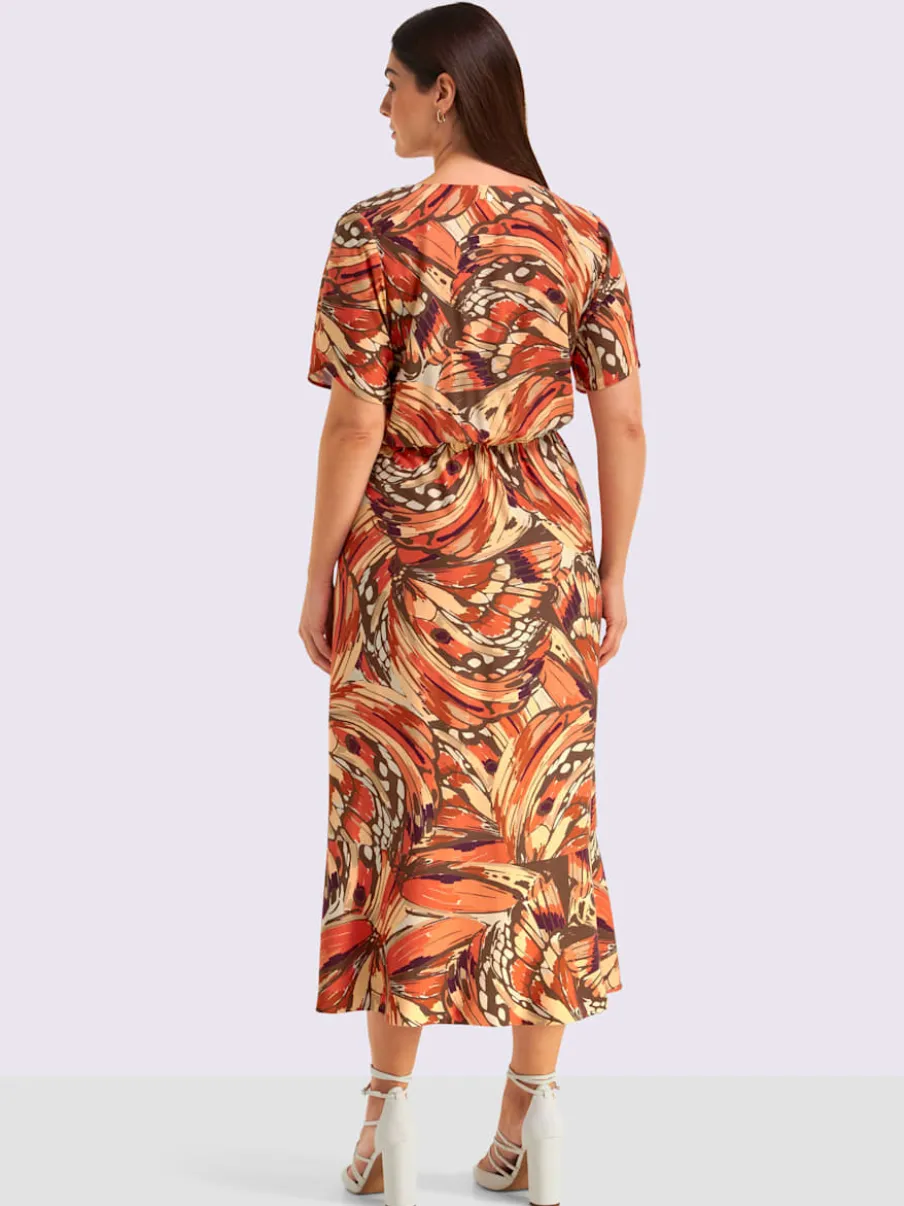Robe à volants superbe aspect cache-cœur