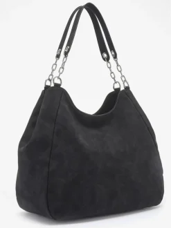 Sac à bandoulière sac à main avec détails argentés et deux poches intérieures séparées