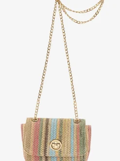 Sac en bandoulière petite poche intérieure avec glissière en imitation raphia