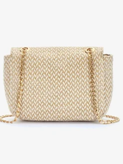 Sac en bandoulière petite poche intérieure avec glissière en imitation raphia