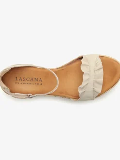Sandales chaussures en cuir avec talon compensé confortable et imitation daim élégante