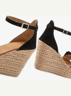 Sandales chaussures en cuir avec talon compensé confortable et imitation daim élégante