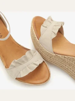 Sandales chaussures en cuir avec talon compensé confortable et imitation daim élégante