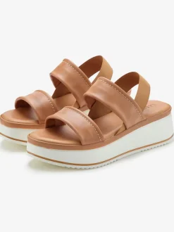 Sandales compensées chaussures en cuir avec brides élastiques pour un confort optimal