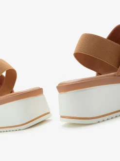 Sandales compensées chaussures en cuir avec brides élastiques pour un confort optimal