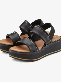 Sandales compensées chaussures en cuir avec brides élastiques pour un confort optimal