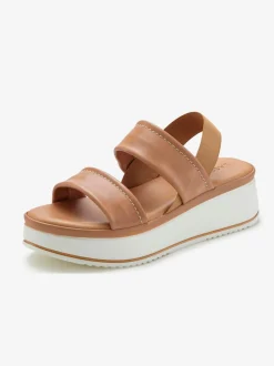 Sandales compensées chaussures en cuir avec brides élastiques pour un confort optimal