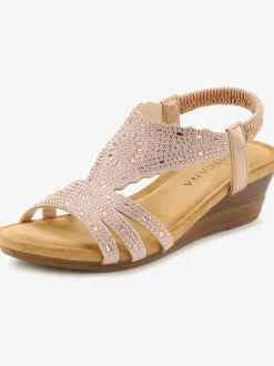 Sandales compensées détails brillants discrets – apportent une touche féminine et élégante à n'importe quelle tenue estivale
