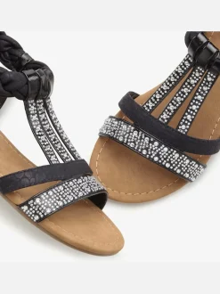 Sandales d'été avec petites pierres brillantes tendance