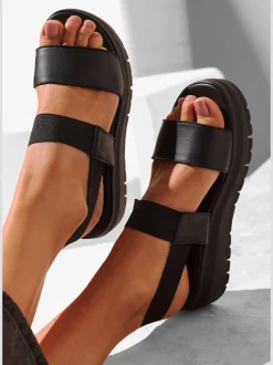 Sandales élégantes en cuir de qualité avec semelle chunky tendance