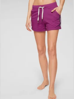 Short de plage avec ceinture côtelée et bandes rayées