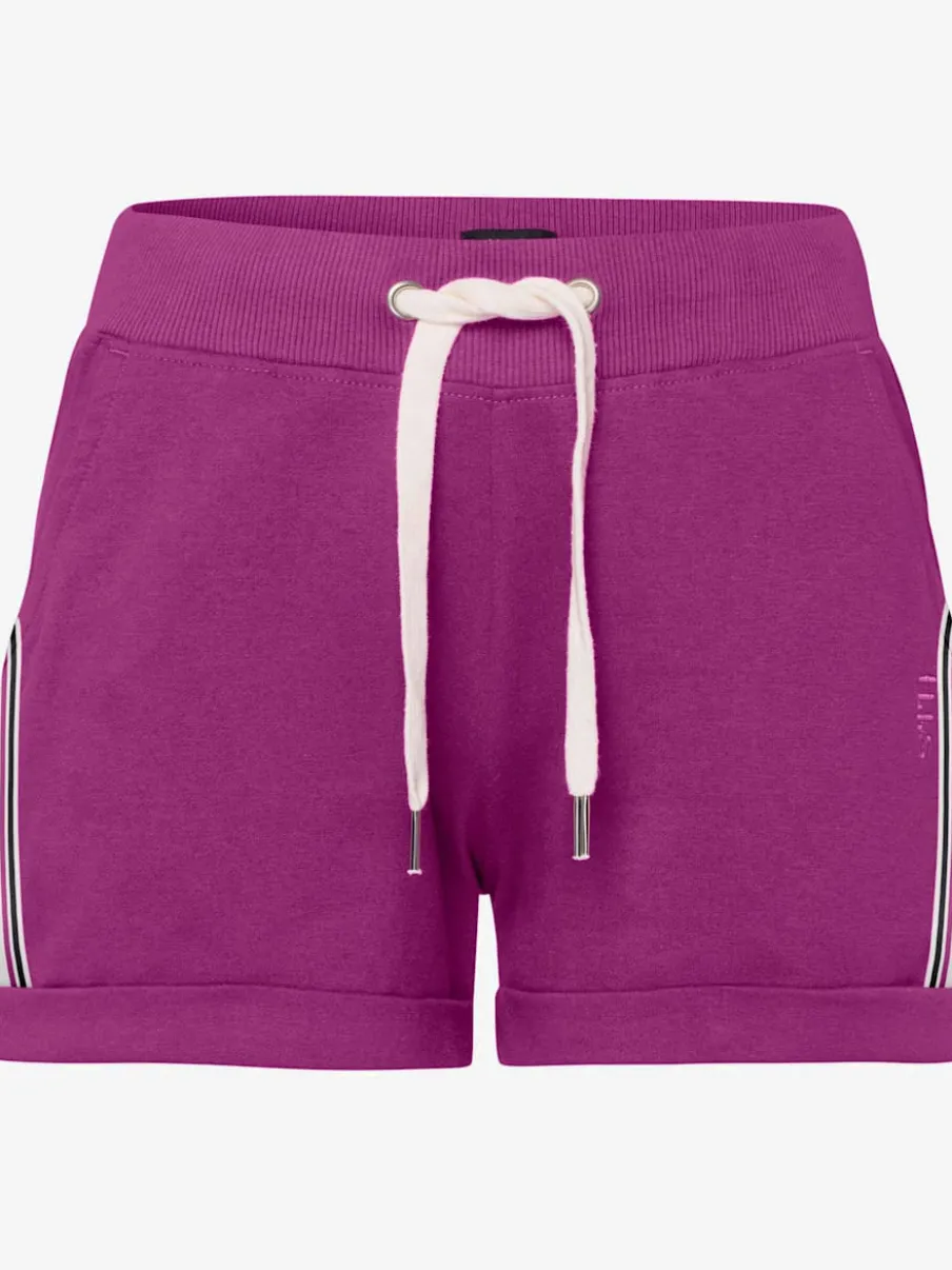 Short de plage avec ceinture côtelée et bandes rayées