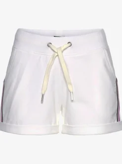 Short de plage avec ceinture côtelée et bandes rayées