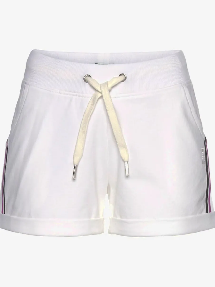 Short de plage avec ceinture côtelée et bandes rayées