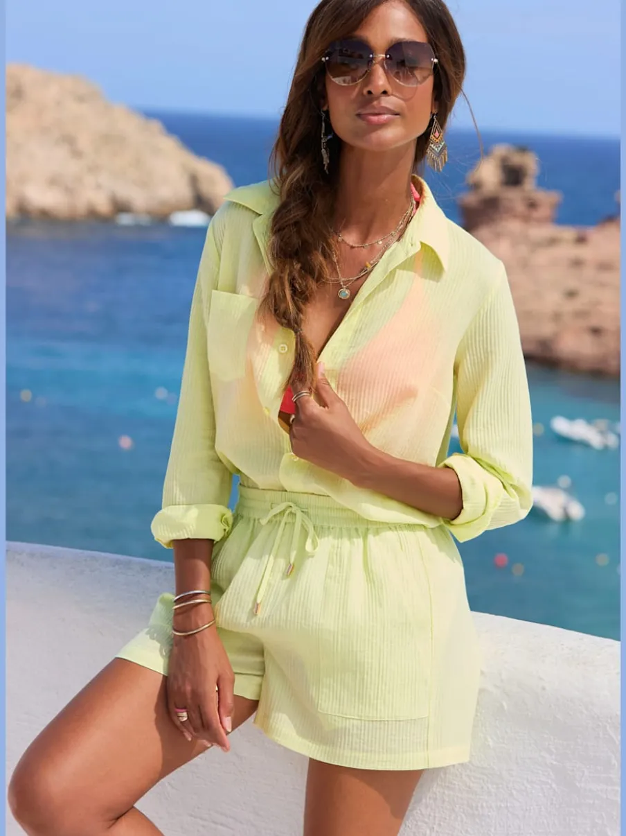 Short de plage avec ceinture élastique et poches latérales