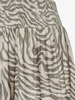Short d'été léger à large ceinture smockée et motif zèbre