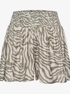 Short d'été léger à large ceinture smockée et motif zèbre